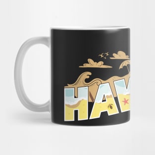 Retro Hawaii Beach Surfer Longboard Aloha Mug